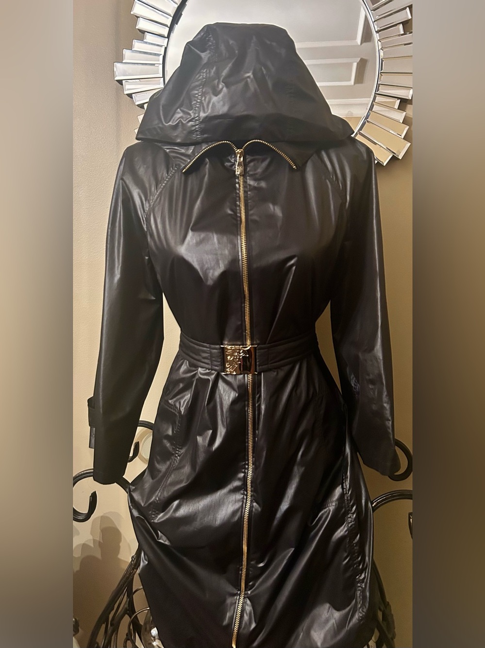 Versace Hooded Trench with Gold Hardware